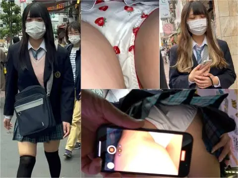 下り階段 総勢60名x2=合計120名の真下からの Upskirt Teens