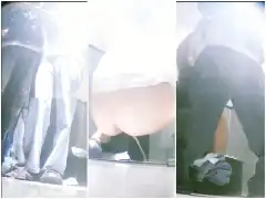 Man holds her down and masturbates