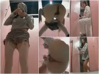 Hidden Camera 新たに流出した写真❤️詐欺師がバーで高級トイレカメラを購入：ピンクの女性用トイレからの最高の眺め – デニムのショー…