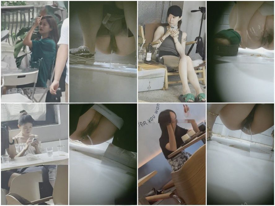 Girls on the Toilet 新たに流出した写真❤️ 金と銀のハイヒールを履いた2人の美しい女性がカフェの女性用トイレで排尿している隠…