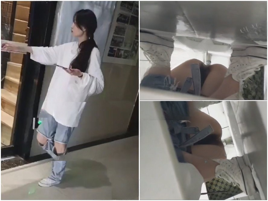 Hidden Camera 夜間学校で私の前に座っていた、ダメージジーンズを履いた美女。授業の後、彼女の後を追って女子トイレに入り、用を足してい…