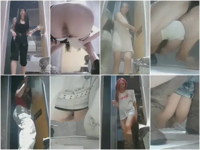 Hidden Camera 最新のトイレ盗撮シリーズ❤️ KTVの女性用トイレにて、白いドレスをまとった美女が放尿する姿を前後から捉えた隠し撮り…